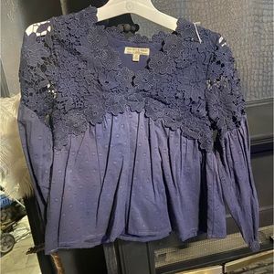 chelsea and violet navy lace top shirt